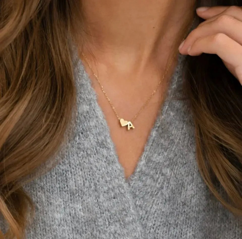 Letter Heart Initial Necklace