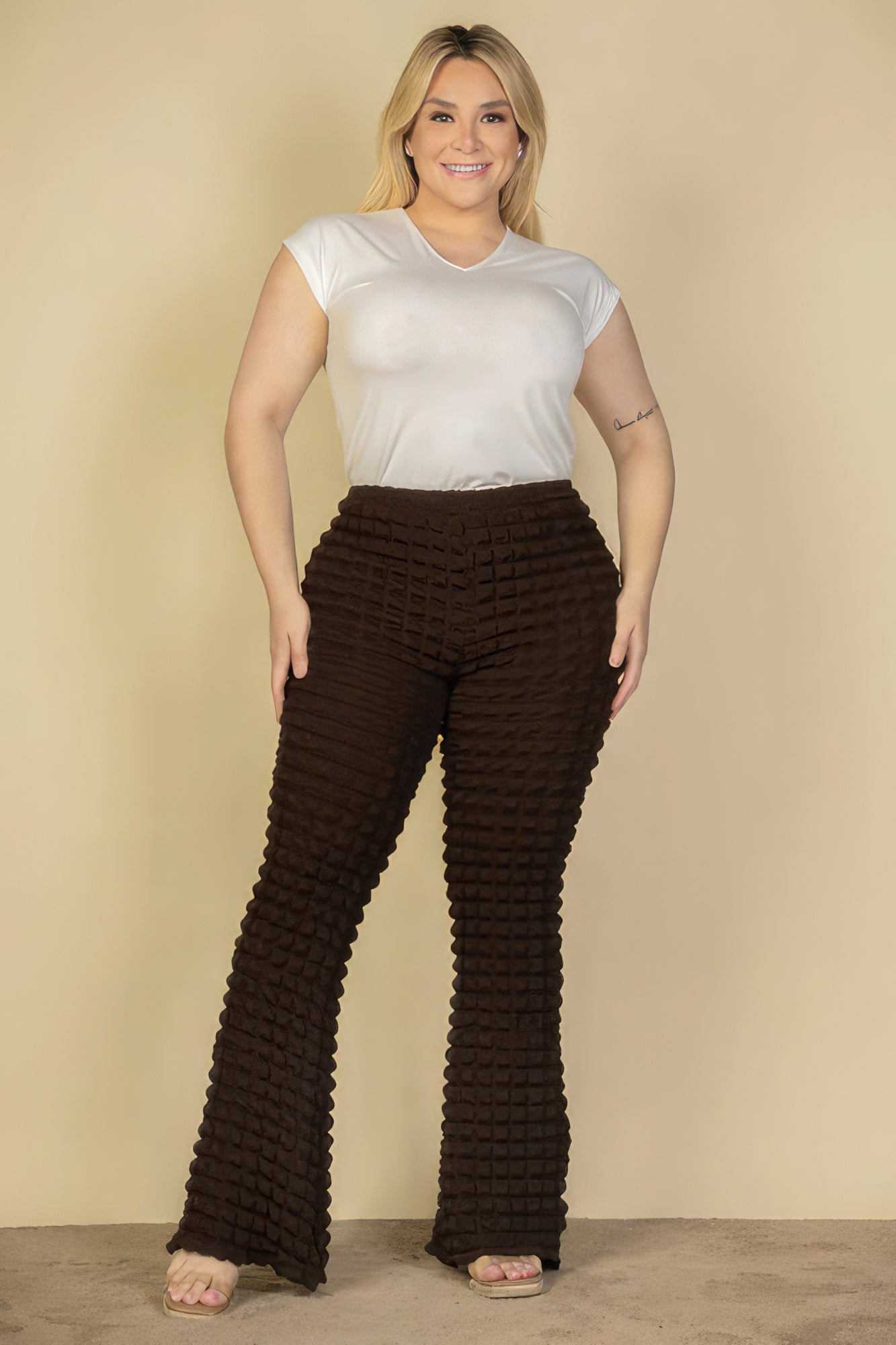 Plus Size Bubble Flare Pants | Chocolate Brown