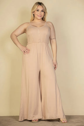 Plus Size Button Front Jumpsuit