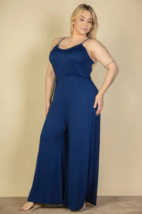 Plus Size Button Front Jumpsuit