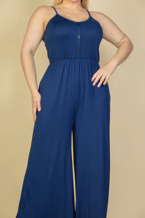 Plus Size Button Front Jumpsuit