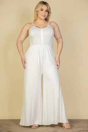 Plus Size Button Front Jumpsuit