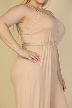 Plus Size Button Front Jumpsuit