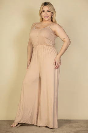 Plus Size Button Front Jumpsuit