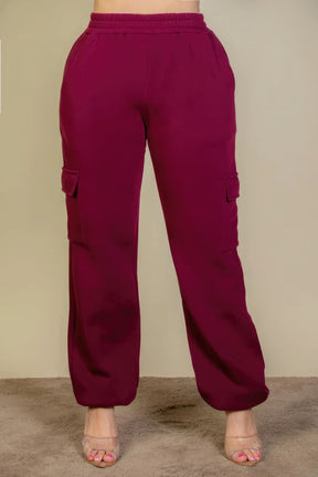 Plus Size Side Pocket Sweatpants | Burgundy