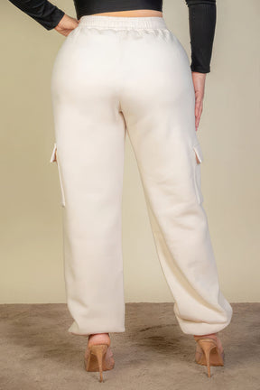Plus Size Side Pocket Drawstring Waist Sweatpants | Stone