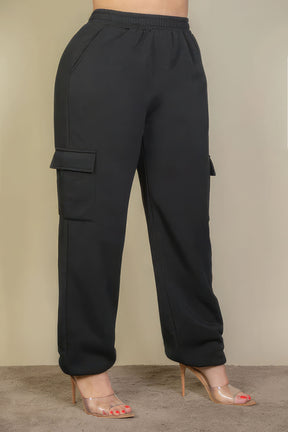 Plus Size Side Pocket Sweatpants | Black