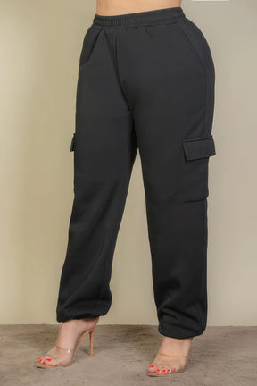 Plus Size Side Pocket Sweatpants | Black