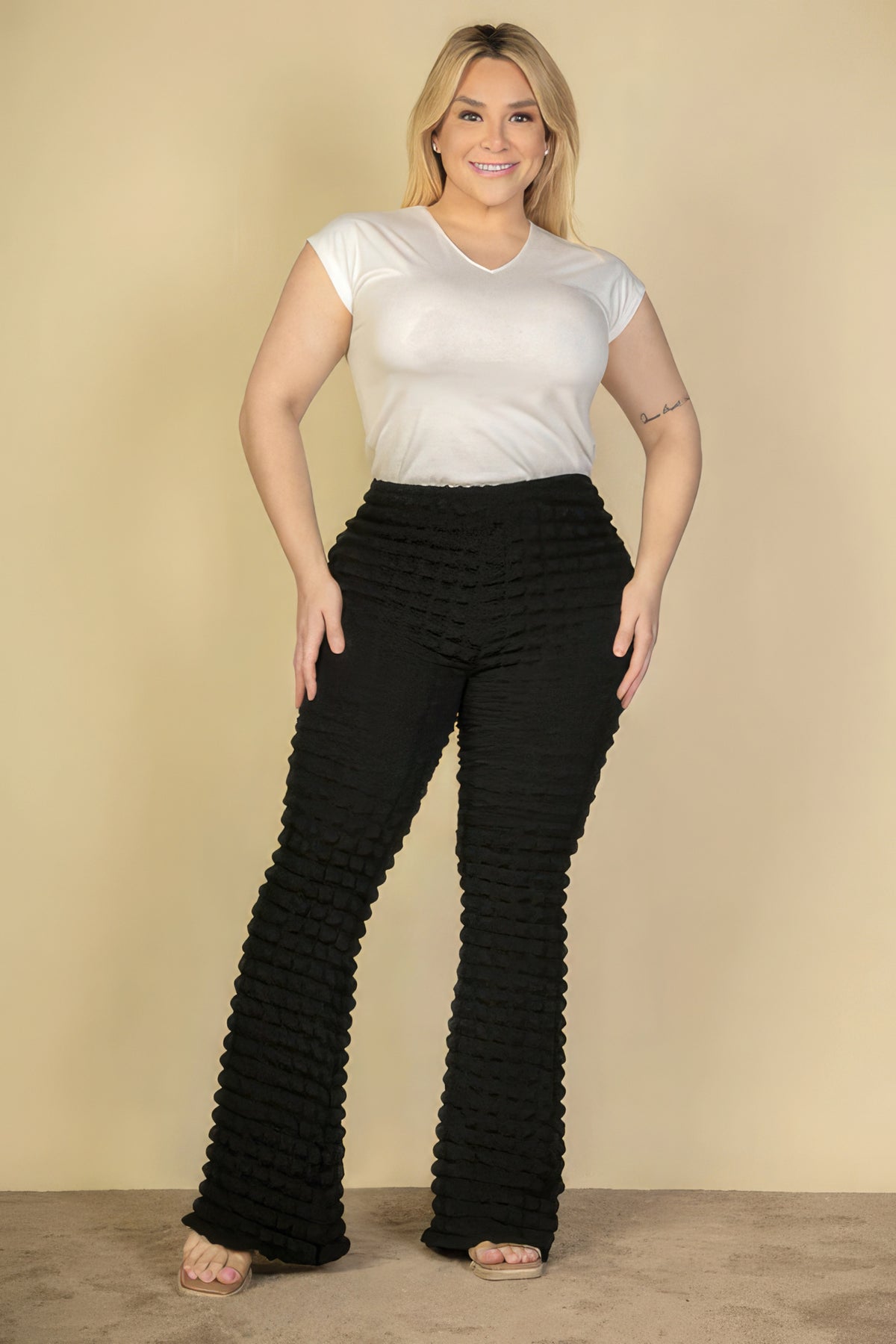 Plus Size Bubble Flare Pants | Black