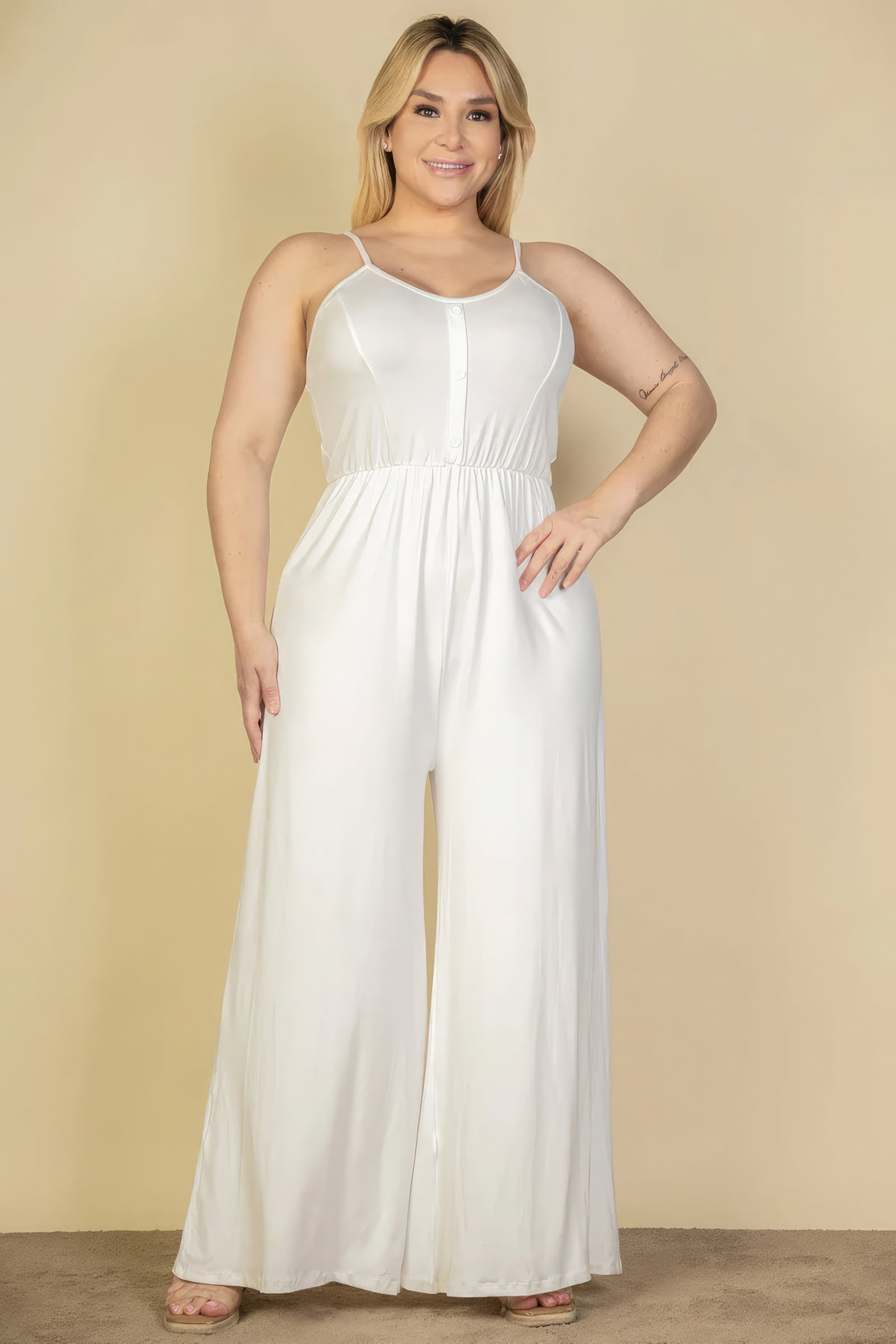 Plus Size Button Front Jumpsuit