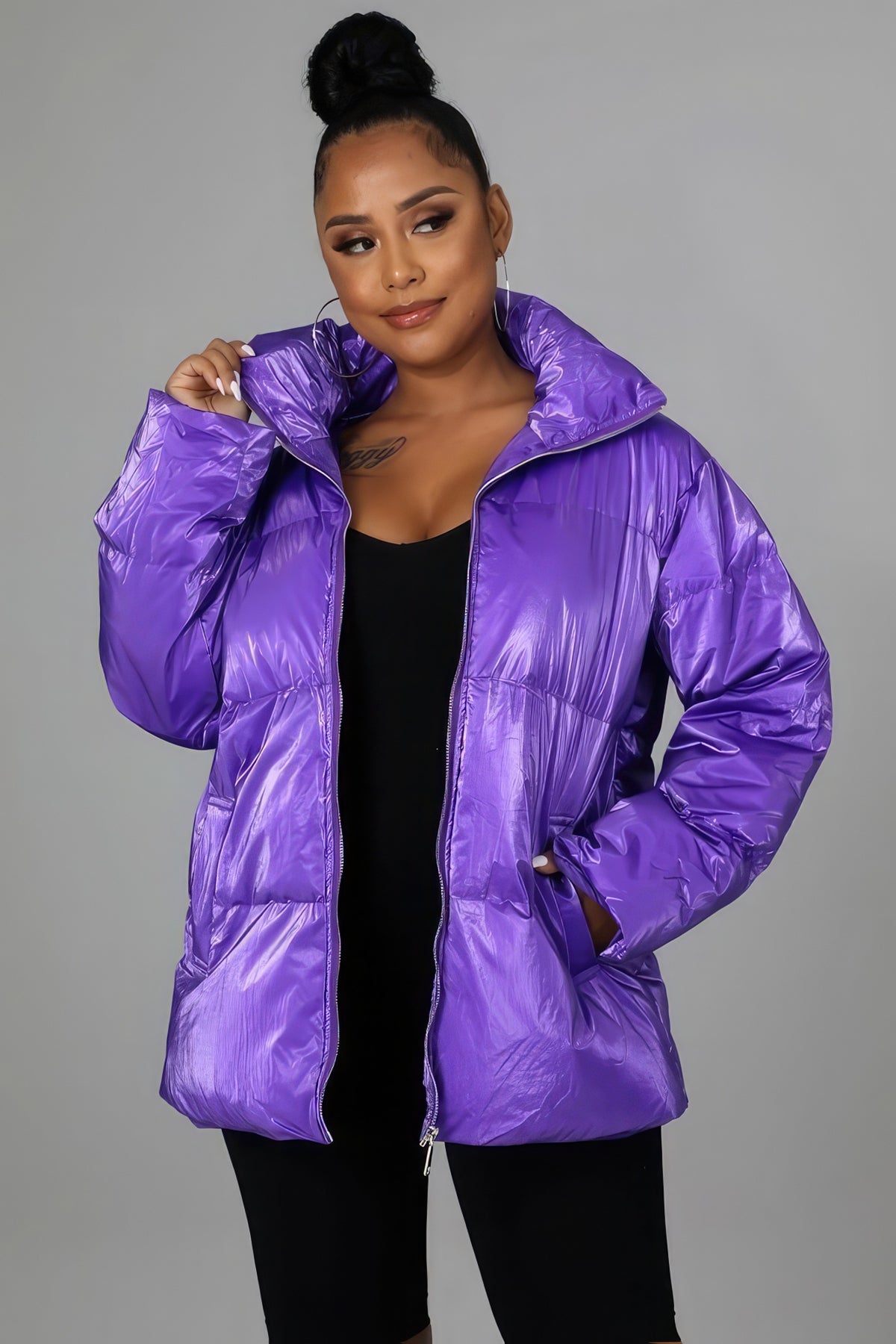 Oversized Bomber Jacket | Purple