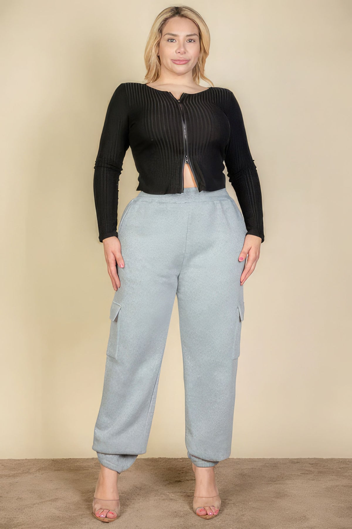 Plus Size Side Pocket Sweatpants | Heather Grey