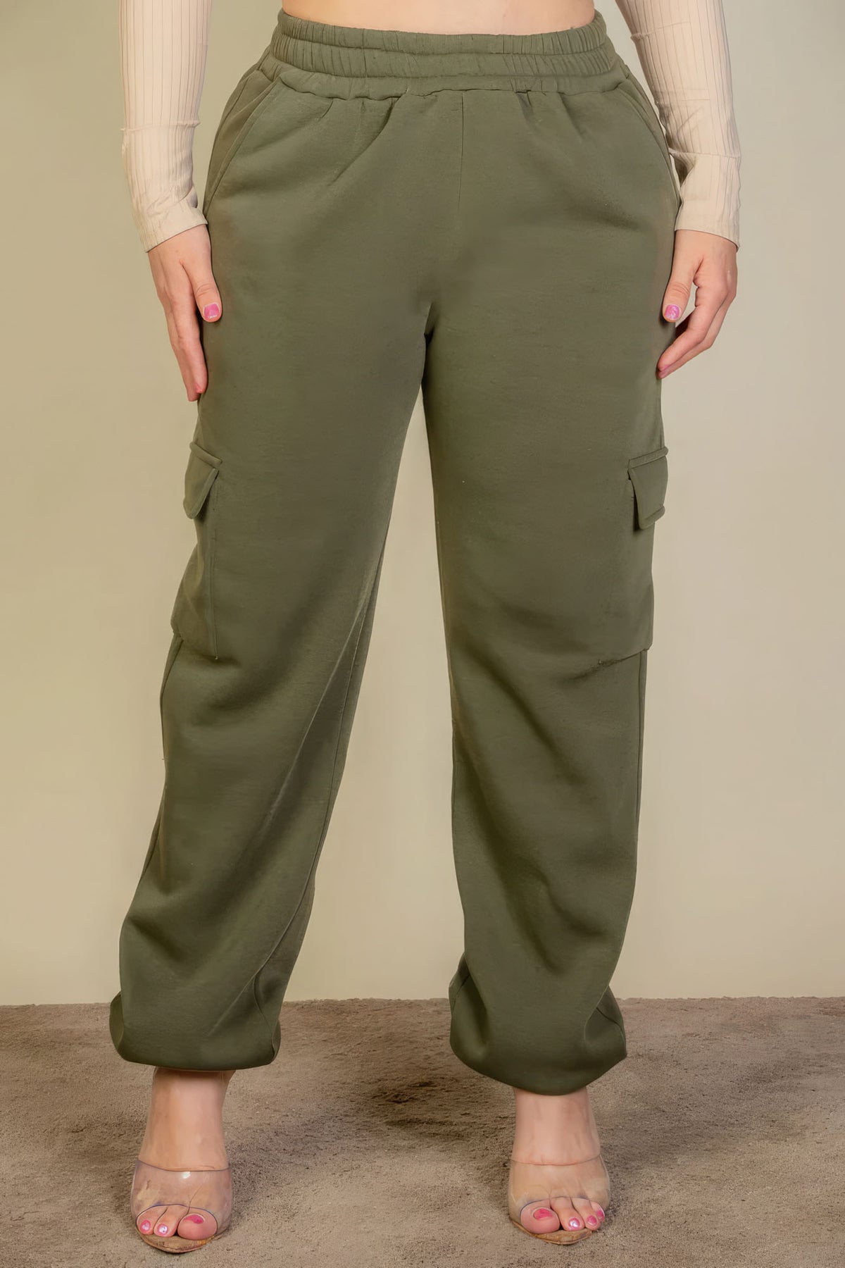 Plus Size Side Pocket Sweatpants | Olive