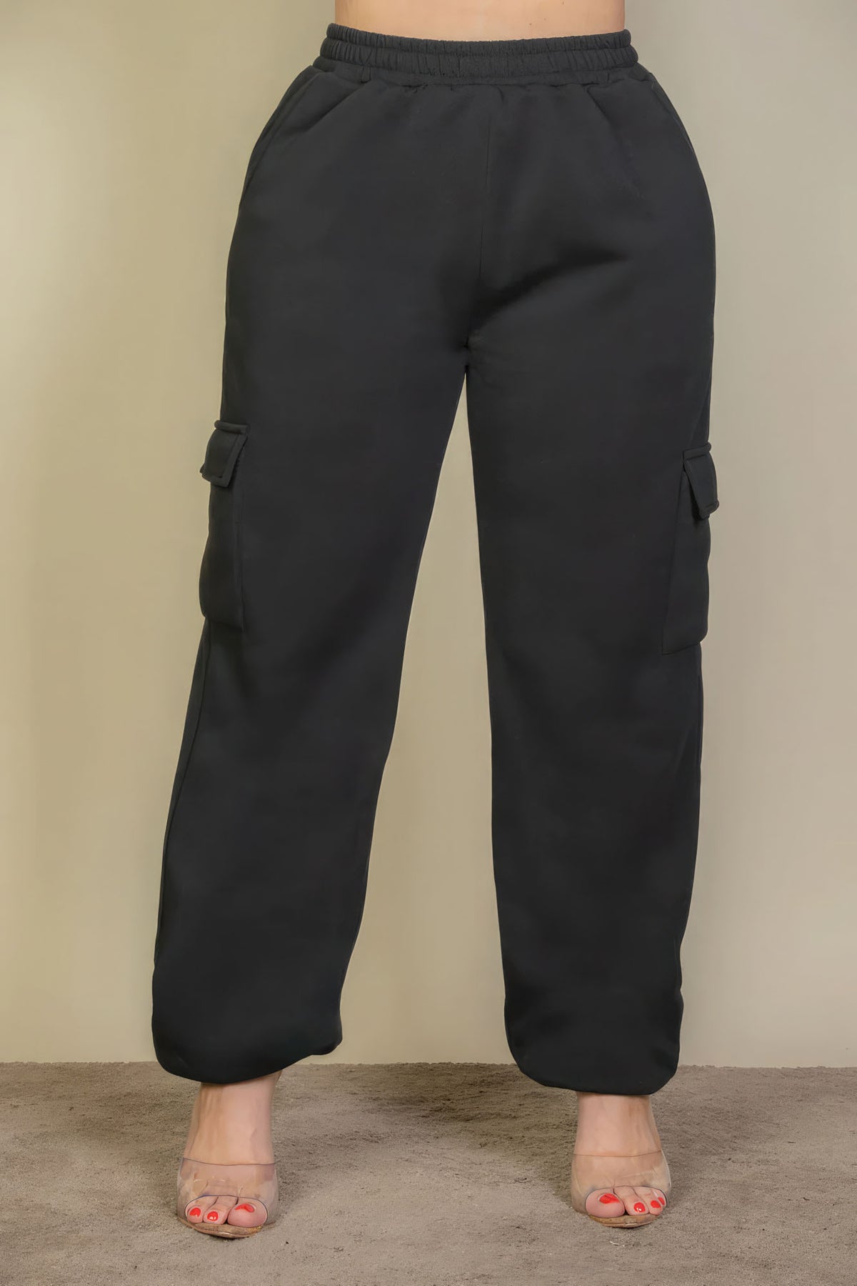 Plus Size Side Pocket Sweatpants | Black